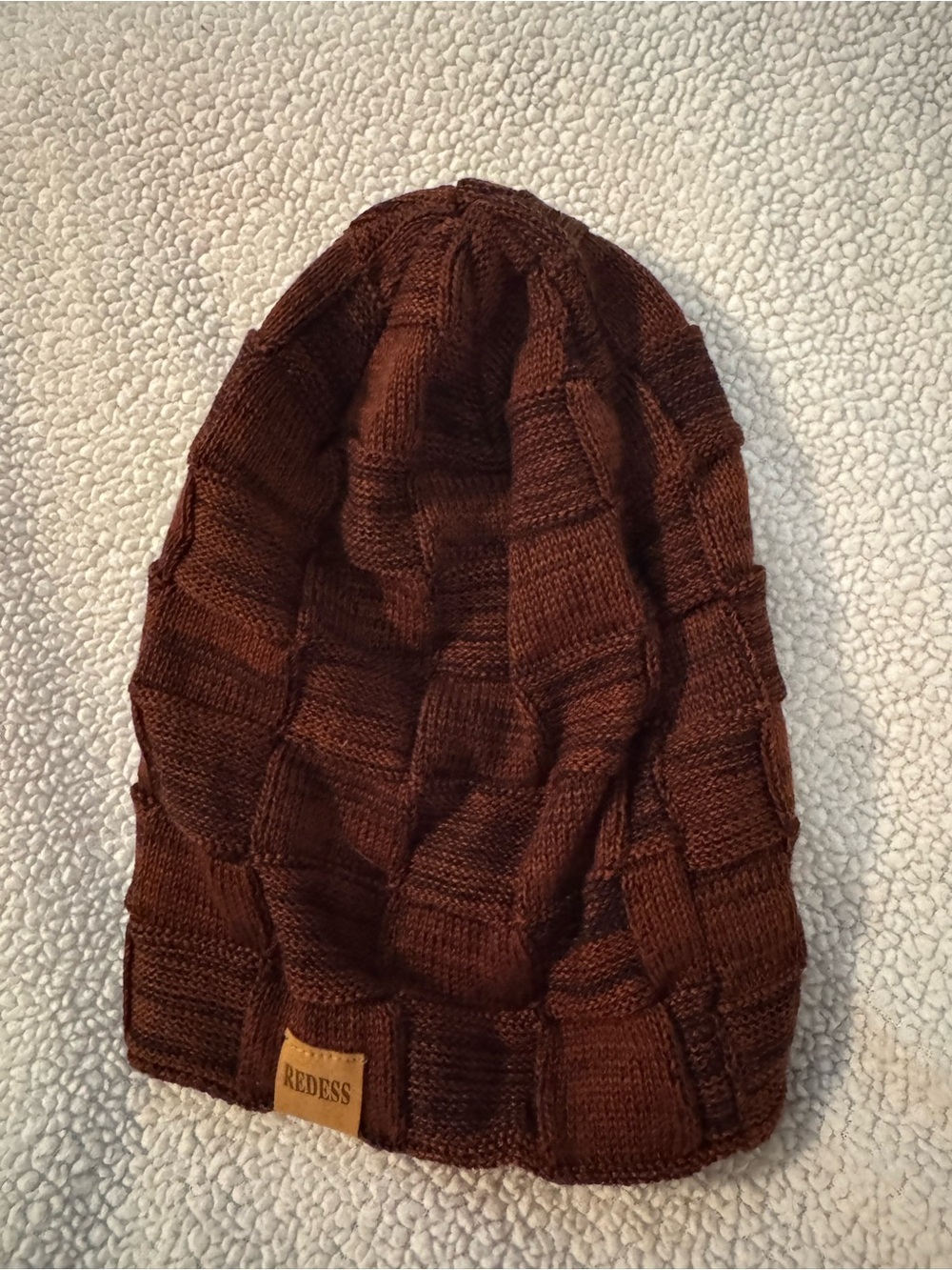 Brown Knit Beanie Hat Toboggan Redess Lined B18